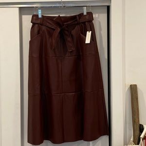 Anthropologie oxblood faux leather skirt